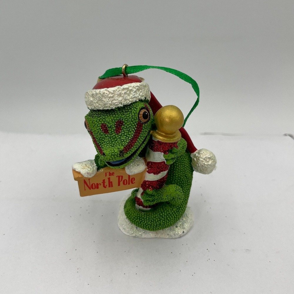 Danbury Mint Baby Animal Ornaments Green Gecko Christmas North Pole Lizard Decor